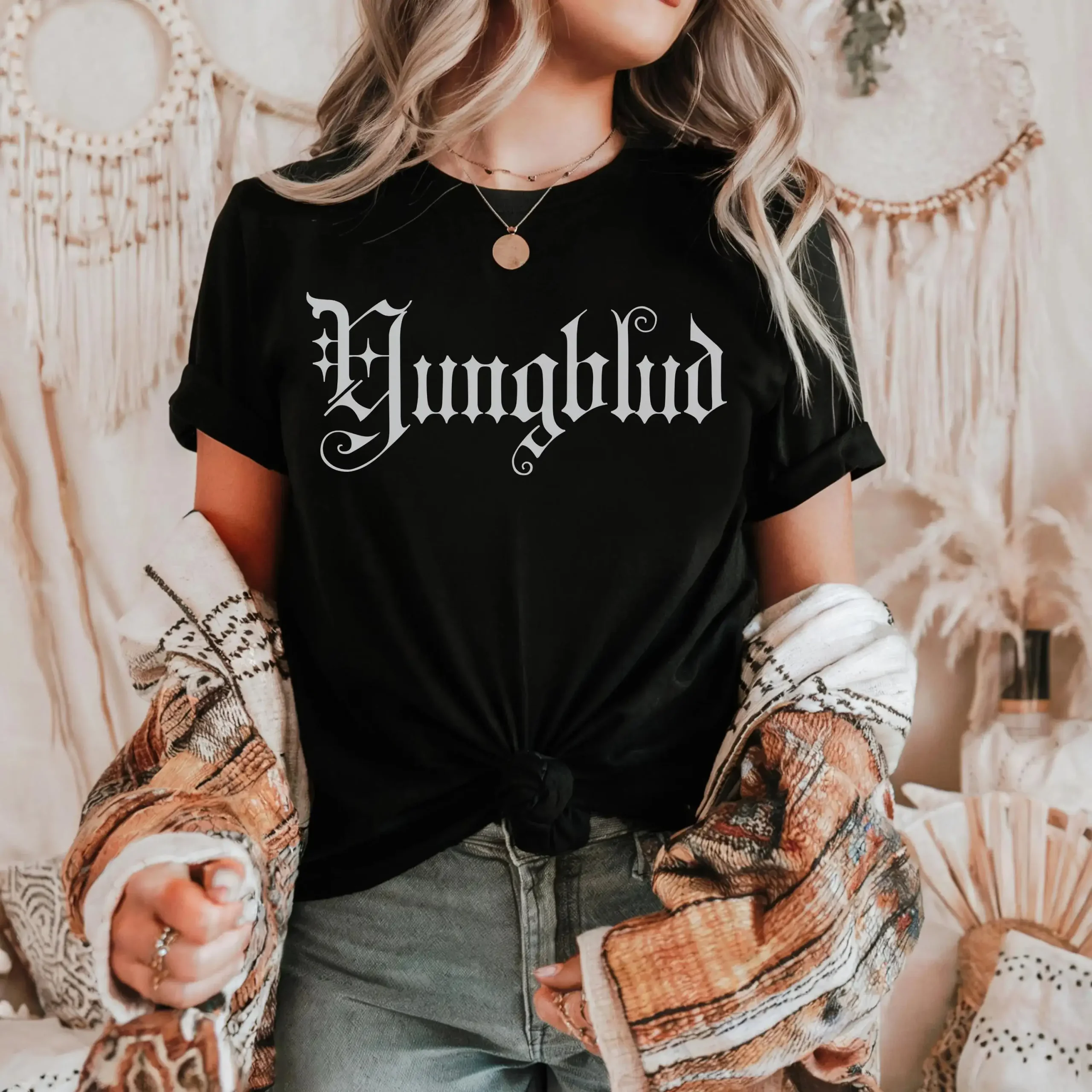 Yungblud T-Shirt Gothic Font Graphic Tee Black Hearts Club Merch Alt Fashion Clothing Emo Aesthetic Top Dominic Harrison Concert Fan Gift