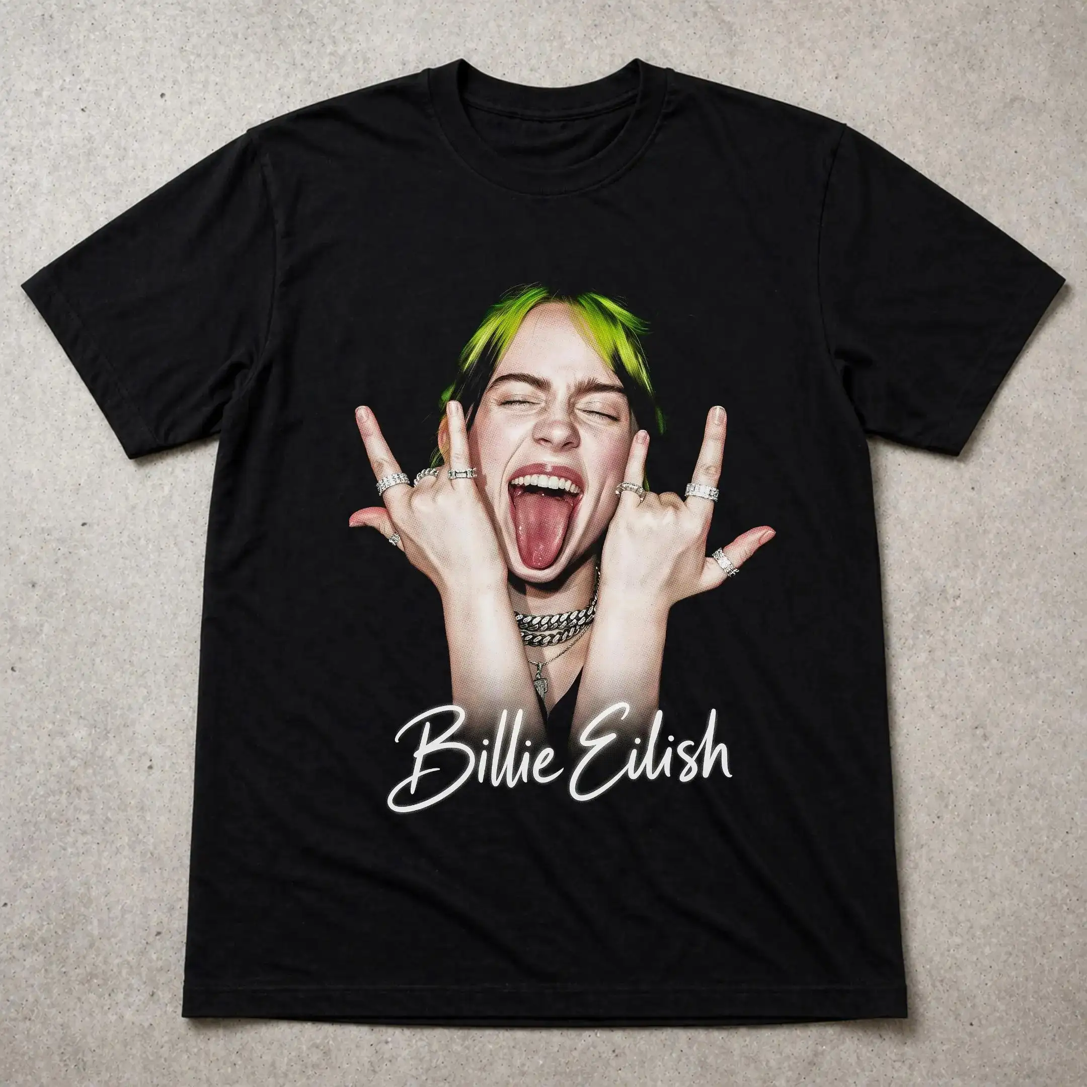 Billie Eilish Rock Pose T Shirt Edgy Pop Graphic Tee Gift