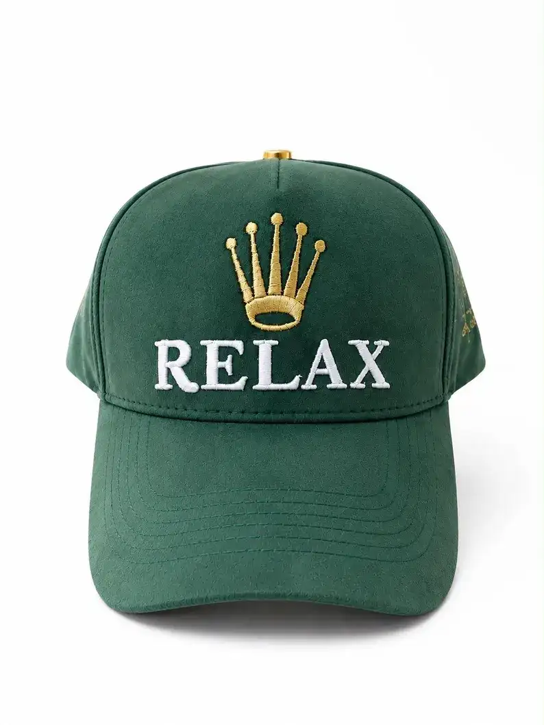 AR Crown Relax Greeb suede SnapBack hat, luxury embroidered adjustable cap