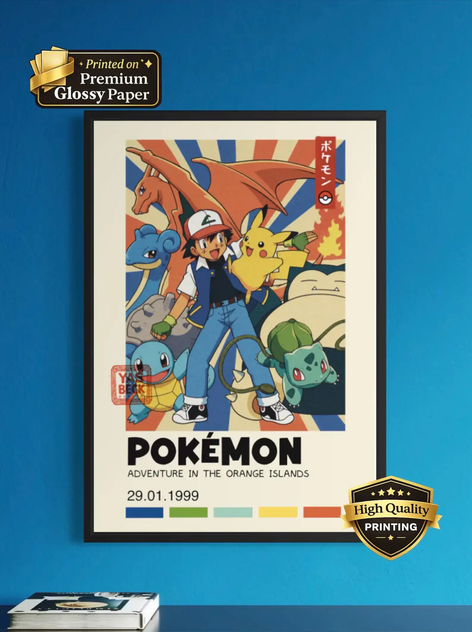 Retro Pokemon Glossy Art Print _ Vintage Anime Wall Decor for Kids Room Collector Fan Gift