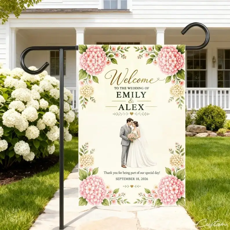 Custom Wedding Name Garden Flag, Wedding Party Yard Decor, Gifts For Couple