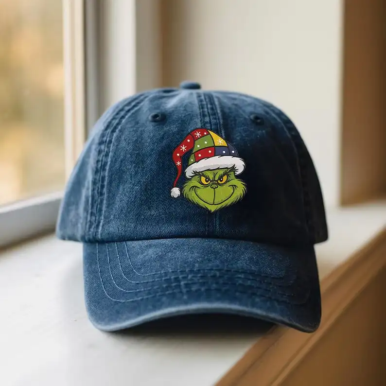 Grinch Embroidered Christmas Hat, Funny Holiday Dad Cap