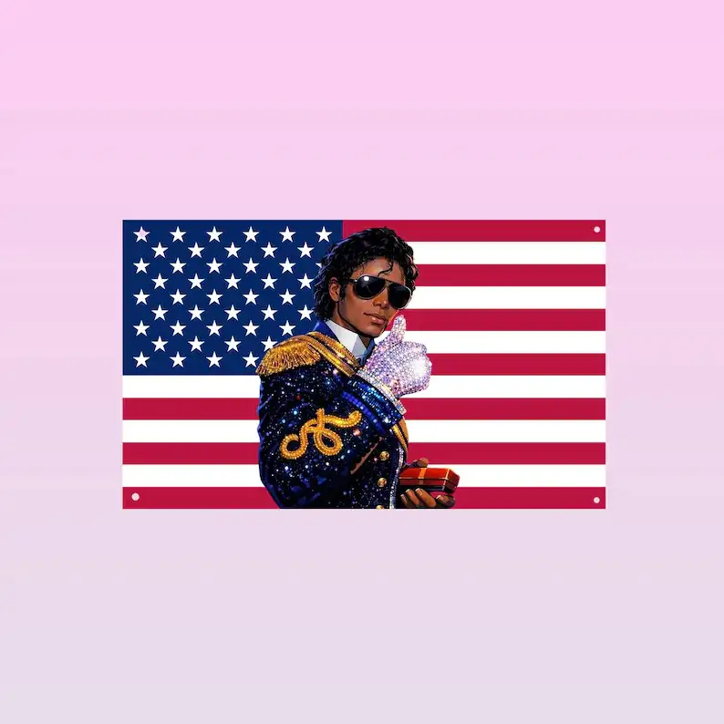 Michael Jackson Black US Flag | MJ Wall Flag | King of Pop Tapestry | Music Legend Room Decor | Pop Music Fan Gift