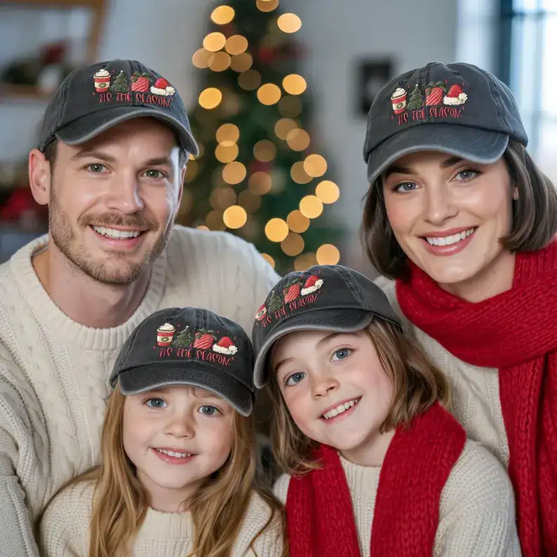 Tis the Season Holiday Baseball Cap – Merry Christmas Hat - Festive Gift for Men And Women - Christmas Outfit Accessory