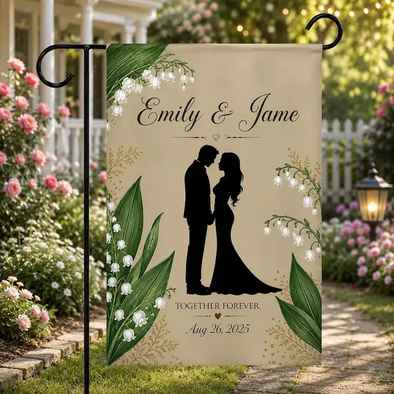 Personalized Couple Garden Flag, Custom Wedding Garden Flag, Anniversary Yard Flag, Custom Names Outdoor Flag, Wedding Gift