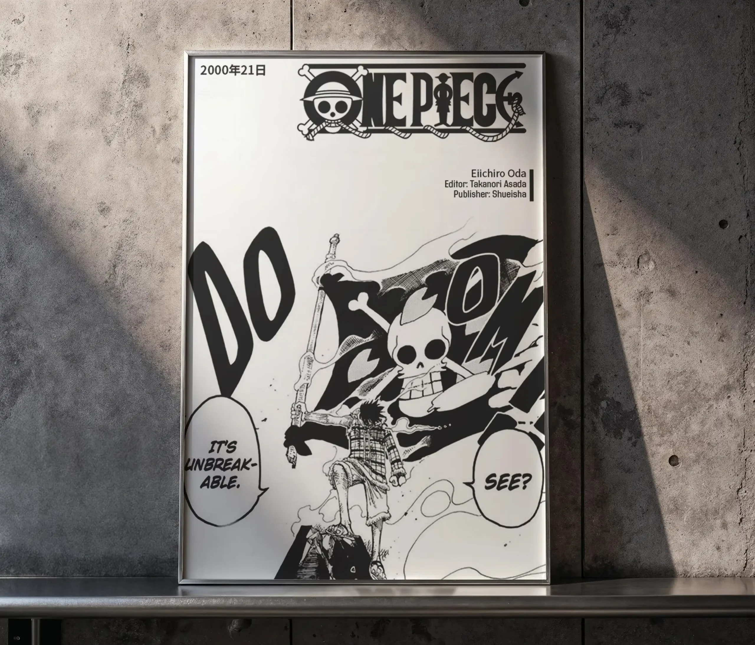 One Piece Anime Manga Poster Art Print, Luffy Wall Art, Straw Hat Pirates Manga Print, Anime Poster, Black and White Manga Room Decor