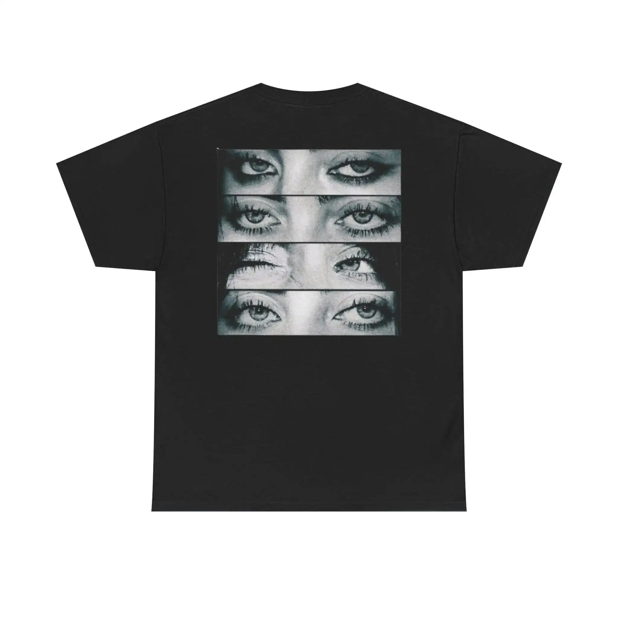 Popstar Eyes T-Shirt Retro Eyes Photo Collage T-Shirt Graphic Tee Black White