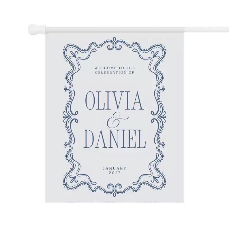Customizable Wedding Flag _ Customized Names and Dates _ Chic Elegant and Unique _ Perfect For Outdoor Bridal Events